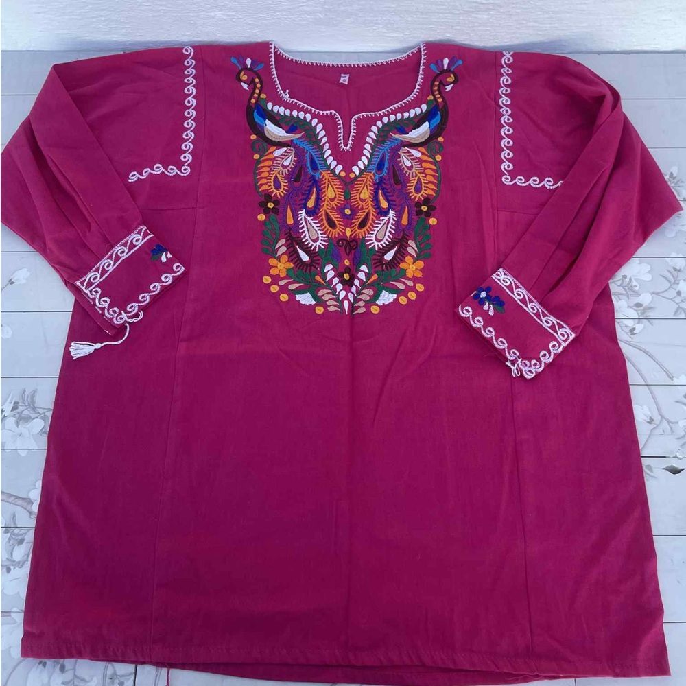 Embroidered long sleeve blouse